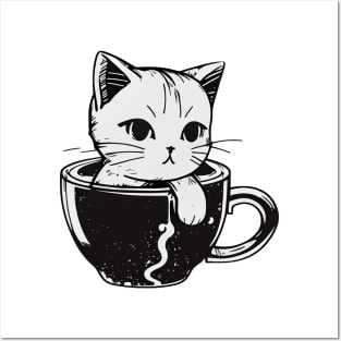 Coffe cup kitten Posters and Art